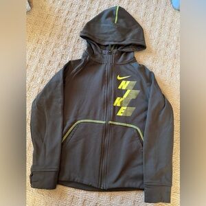 Nike dark green zip up sweatshirt size small with fleece inner